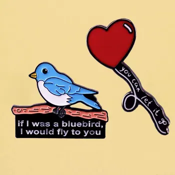 Cartoon Bird любов балон албум знак оригиналност идол певец музика текст значка емайл метален щифт аксесоари фен подарък колекция