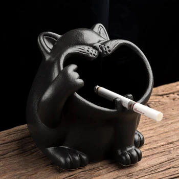 Taomi сладък малък животински пепелник личност тенденция карикатура котка кола предотвратяване летлива пепел керамично домакинство голям пепелник
