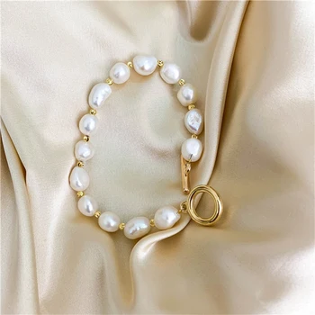 Луксозна мода барокова сладководна перлена гривна за жени Лятна нова гривна от неръждаема стомана Чар Парти бижута аксесоари