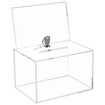 Акрилна кутия за дарения със заключване Ясна избирателна кутия с държач за знаци Преносима кутия за предложения Контейнер за съхранение Многофункционална многократна употреба