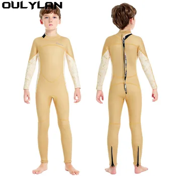 Oulylan 2/ 3mm Неопренов костюм за момичета Момчета Сърф Неопренов водолазен костюм Детски термични водолазни костюми Студени Поддържайте топло за деца