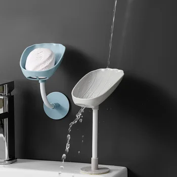 Стенен държач за сапун за баня 360 градуса ротабилна сапунена чиния самозалепващ се дренажен контейнер за сапун Притурка за баня