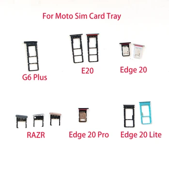 10Pcs Оригинален нов Sim карта тава слот притежателя адаптер гнездо за Motorola Moto RAZR G6 Plus E20 E30 E40 Lite Edge 20 Pro