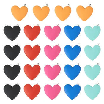 24Pcs Непрозрачни висулки от смола Цветни любовни сърдечни заклинания за DIY ръчно изработени бижута Аксесоари за колие
