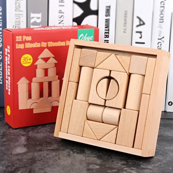 22Pcs дървени играчки за подреждане Образователен блок Дървена играчка Детски строителни игри за деца Изразяване Пъзел градивни блокове