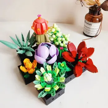 романтичен букет цветя роза орхидея сочен градивен блок съвместим 10309 DIY тухли играчка саксия празник приятелка подаръци