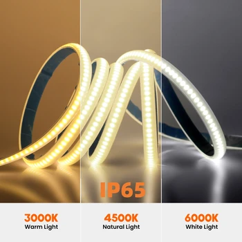 IP65 водоустойчива COB LED светлинна лента 220V с лепилна диодна лента лента 288LEDs / M 20M 35M мека гъвкава въжена кухненска подсветка