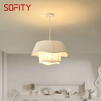 SOFITY Nordic висулка светлина LED модерна креативност плисета бяла висяща лампа за дома трапезария спалня романтичен декор