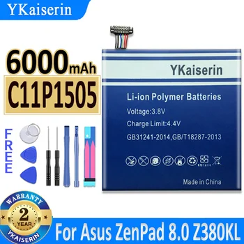 YKaiserin За ASUS C11P1505 Tablet PC батерия за Asus ZenPad 8.0 Z380KL Z380C Z380CX P022 P024 6000mAh + Безплатни инструменти