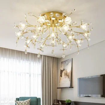 Модерен луксозен хол трапезария кристал висулка светлина прост цвете майстор спалня гардероб осветително тяло