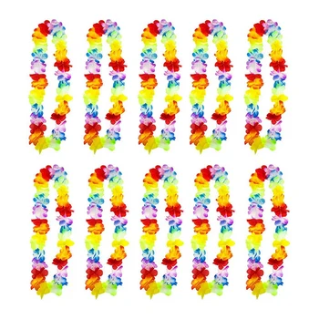 20 Pack Hawaiian Leis Flower Chains Tropical Flower Chain Perfect Welcome To Your Beach, Pool And Cocktail Party