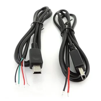 2pin 4pin мини USB мъжки жак захранващ кабел 5Pin DIY зареждане предаване на данни конектор заваряване 1m тел 2 4 ядро V