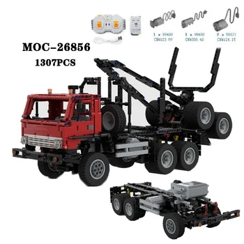 Класически градивен блок MOC-26856 Дървен транспортен камион труден монтаж 1307PCS модел за възрастни и детски играчки подарък за рожден ден