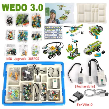 NEW 385Pcs тухли части WeDo 2.0 роботика строителни блокове, подходящи за STEM WeDo 3.0 Core Set Tech Образователни DIY играчки