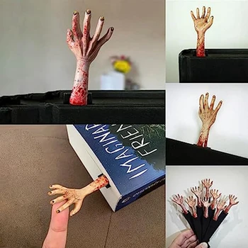 1 бр. Страшни ръчни отметки за декорации за Хелоуин Дяволска ръка Bookmark смола Bookmark