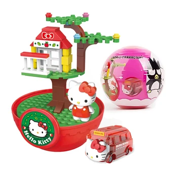 Sanrio Hello Kitty Big Gacha Four Seasons Tree House Building Block Giant Egg Cartoon Character With Toys Cars Детски подаръци