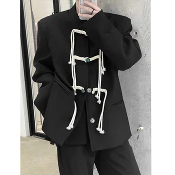 Мъже Синизъм Бизнес ежедневни циферблати ключалка китайски стил костюм якета/мъжки тънък годни бизнес блейзъри/моден смокинг S-XL