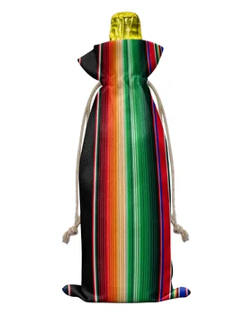 Мексико цветни ивици вино бутилка обхваща с шнур вино чанта притежателя превозвач опаковка чанта сватбено тържество декор подарък