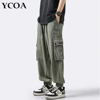 Man Карго панталони Извънгабаритни панталони Черен хип-хоп Loose Y2k Улично облекло Harajuku Корейска мода Kpop Sweatpants Естетическо облекло