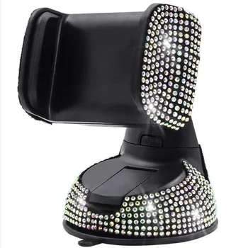 Луксозен кристален автомобилен мобилен телефон за жени момиче Универсален Bling Rhinestone телефон притежателя за таблото предното стъкло и вентилационния отвор