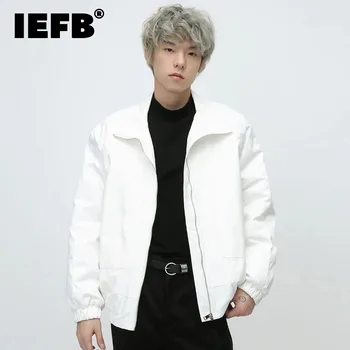 IEFB стойка яка мъжки PU кожени якета нови модерни удебелени прости плътен цвят мъжки къси палта корейски стил пролетта 9C4057