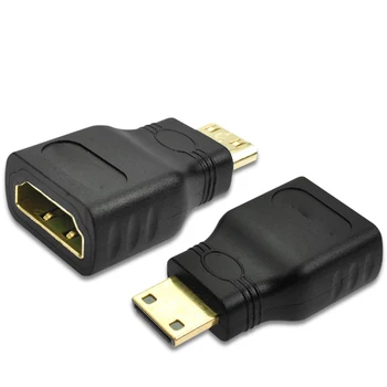Mini HDMI-съвместим с HDMI-съвместим адаптер Позлатен 1.4 3D адаптер за разширение 1080P конвертор Аудио и видео конвертор