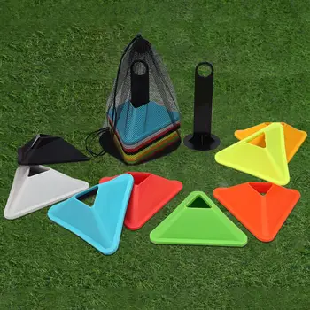 2 бр. Триъгълни маркерни дискове Износоустойчиви футболни тренировки с дупка Здрави футболни препятствия Футболни тренировъчни консумативи