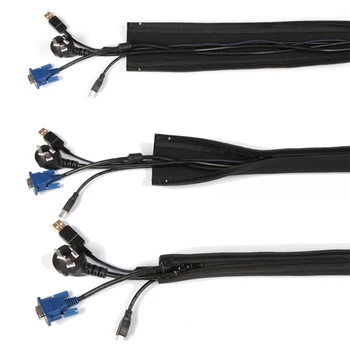 DIY кабел за управление ръкав неопрен цип затваряне обвивам тел кабел Hider капак организатор система за PC/TV/офис/PhoneW91A