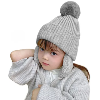 новородено сладко плетено помпон бебешка шапка дебела топла момиче момче Beanie зимно ухо топла шапка детски шапки