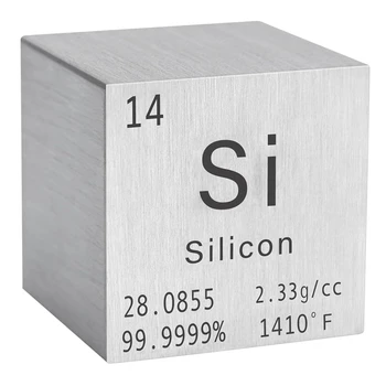  Високопрецизен 1-инчов куб със силициева плътност - 99,9% чисти елементи за химия - Дизайн на периодичната таблица за събиране Издръжлив