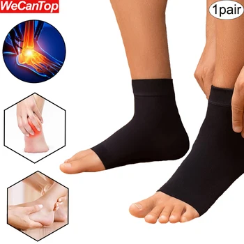 1Pair глезена компресия ръкави отворени пръсти глезена компресия чорапи плантарен фасциит подкрепа скоби глезена скоби за арка подкрепа