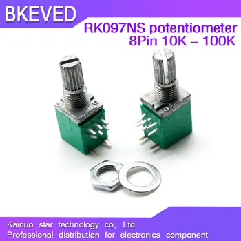 5pcs RV097NS 10K 50K единично свързан потенциометър B50K с превключвател аудио 8pin вал 15mm усилвател уплътнителен потенциометър