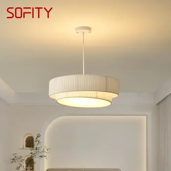 SOFITY модерна висулка светлина LED творчество плисета бели висящи таван лампа за дома хол трапезария спалня декор