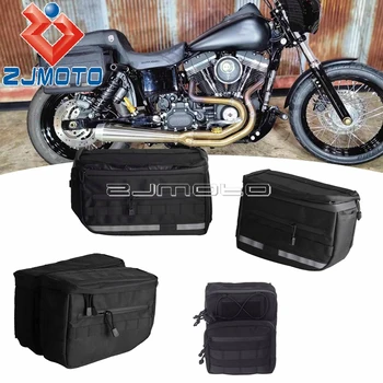 За Harley Sportster XL 883 1200 Roadster Персонализирана Dyna Bob 1680D Fabric Saddlebag Пътуване Колоездене езда чанта за съхранение Чанта за кормило