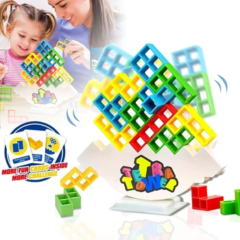 Детски пъзел Tetris Забавни и фокусирани настолни играчки Деца Баланс игра Люлеене и подреждане Високо подредени музикални блокове