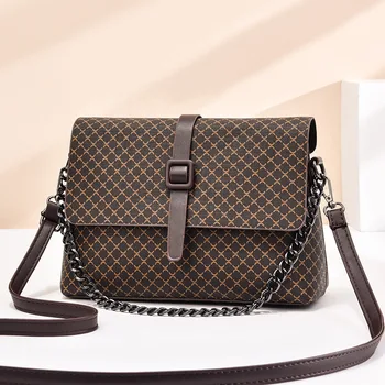 Гореща продажба на дамска чанта 2023 Нова модна тенденция отпечатани дамски прости и атмосферни едно рамо Crossbody чанта верига