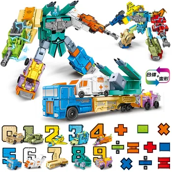 Magic Creative Сглобяване на образователни блокове Действие Фигура Номер Трансформация Робот Деформиране Самолет Кола Подарък Играчки за деца