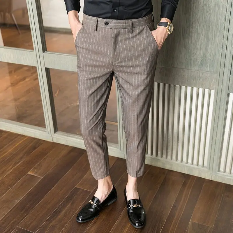 2023 Луксозни прави бизнес ежедневни мъжки панталони Висококачествен дизайнер пролет есен елегантен мъжки свободно време дълги панталони P141