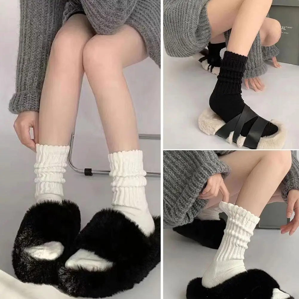 2023 Нови топли чорапи многоцветни чорапи против хлъзгане чорапи плътен цвят чорап дълго топло дишаща екипажа памук меки жени чорап термични B7U0