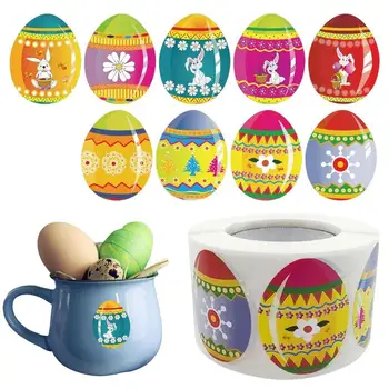 Великден тема стикери етикети ролка 500 Общо етикети Великденски яйца дизайн стикери перфектен за изненада играчки Великденски кошници Подаръци