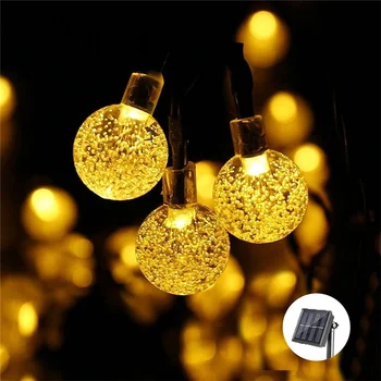 50 LED кристална топка слънчева коледна струна светлини за дърво стая вътрешна градина вътрешен двор парти декорация осветление топло бяло