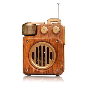 Ретро радио Bluetooth високоговорител, ясен звук преносим безжичен ретро високоговорител за кухненска маса стар моден стил кафяв