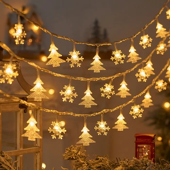 Коледна снежинка LED низ светлина Венец Коледна декорация парти Начало Коледа Подаръци Навидад 2023 Честита Нова Година