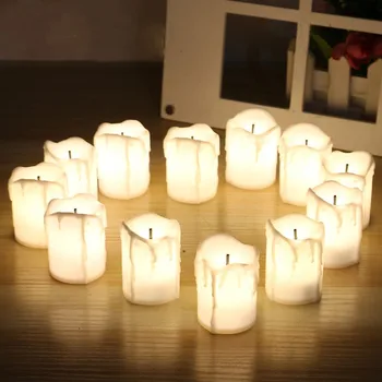 Безпламъкови LED свещи светлини Ярки батерии захранвани с чай светлини с реалистичен пламък Коледна празнична сватба домашен декор