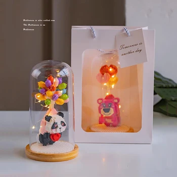 Kawaii Panda Psyduck балон строителни блокове Disney Losto мини тухла Linabell модел карикатура животински играчки за подарък с дисплей