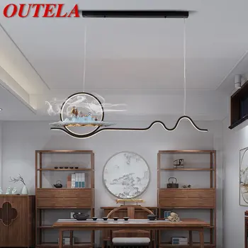 OUTELA Творчески китайски стил висулка лампа LED 3 цвята модерен таван полилей светлина за дома трапезария проучване декор