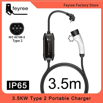 feyree EV преносимо зарядно Type2 / GB / T Plug 16A Еднофазен 3.5KW Type1 3.5m Wallbox зарядна станция за електрическо превозно средство