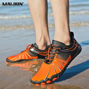 Унисекс нехлъзгащ се плаж нагоре по течението Аква обувка еластична боса дишаща водна обувка удобна бързосъхнеща плувна газеща обувка