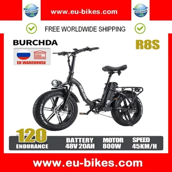 DISCOUNT R8S Електрически велосипед 20 * 4.0 инчов Унисекс сгъваем 800WEbike плаж, снежен велосипед с 40AH батерия Мощен е-велосипед 45KM / H