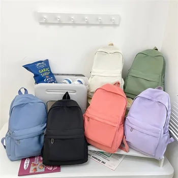 Нова дамска раница Пътна чанта с голям капацитет 2023 Училищен сезон Нови студенти Ежедневни чанти в плътен цвят